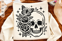 Floral skull with butterfly svg, Halloween svg Product Image 1