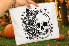 Floral skull with butterfly svg, Halloween svg Product Image 2