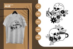 Skull with Flowers and a Coffee Cup SVG Set Product Image 1