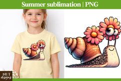Cute Floral Snail Summer sublimation Kawaii snail clipart Product Image 1
