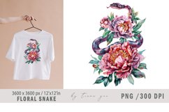 Watercolor floral purple snake with peony bouquet - 1 png Product Image 1