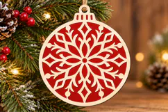 Floral Snowflake Christmas Ornament Laser Cut SVG Product Image 3