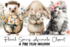 Floral Spring Animals Clipart Product Image 1