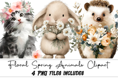 Floral Spring Animals Clipart Bundle Product Image 1