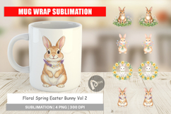 Floral Spring Easter Bunny Mug Wrap Product Image 1