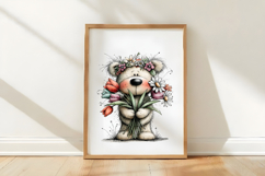 Floral Spring Teddy Bear Clipart Product Image 2