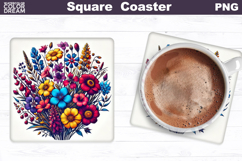 Wildflowers Square Coaster | Flowers Square Coaster Product Image 1