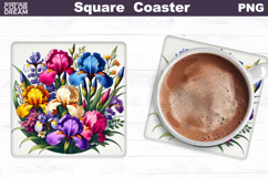 Wildflowers Square Coaster |Iris Flowers Square Coaster Product Image 1