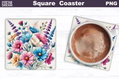 Wildflowers Square Coaster | Flowers Square Coaster Product Image 1