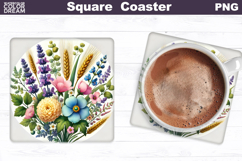Wildflowers Square Coaster | Flowers Square Coaster Product Image 1