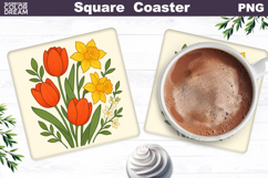 Summer Floral Square Coaster | Spring Flowers Bundle Product Image 8