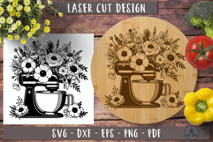 Floral stand mixer Cutting board laser engraving