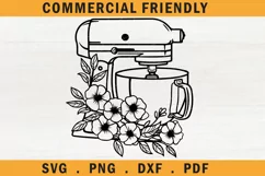 Floral Stand mixer svg, Floral kitchen mixer svg,baking svg Product Image 1
