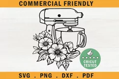 Stand mixer svg, Floral kitchen mixer svg, floral bake svg Product Image 1