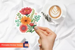 Floral Sticker, Bouquet Sticker, Floral Vinyl Sticker Product Image 1
