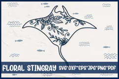 Floral Stingray SVG. Ocean Animal Png Clipart. Product Image 1