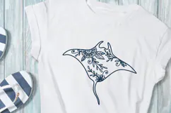 Floral Stingray SVG. Ocean Animal Png Clipart. Product Image 2