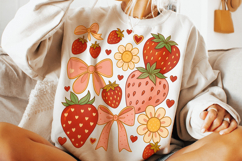 Boho Strawberry Coquette PNG, Preppy Strawberries, Summer Product Image 1