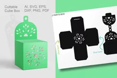Floral Style Snowflakes Hanging Favor Box Paper Cut Template