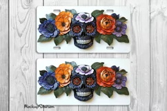 3D Sugar Skull Floral License Plate, Day of the Dead PNG Product Image 2