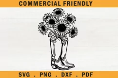Sunflower teapot svg,kitchen sunflower bouquet in boots svg Product Image 2
