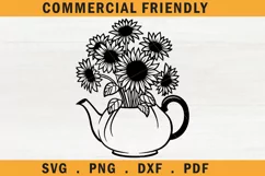 Sunflower teapot svg,kitchen sunflower bouquet in boots svg Product Image 4