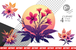 Sunset Florals Clipart Product Image 1