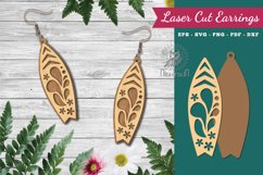 Floral Surfboard Laser Cut Earrings Product Image 1