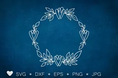 Floral Wreath Svg. Hearts and Leaves Frame Png Clipart. Product Image 4