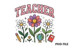 Floral Teacher Sublimation Design Product Image 1