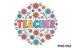 Floral Teacher Sublimation PNG Product Image 1