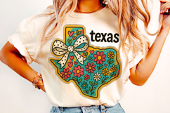 Floral Coquette Texas Png, State Png, Girly State Texas PNG Product Image 1