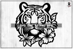 Floral Tiger SVG, Wild Animal Portrait Cut File Product Image 1