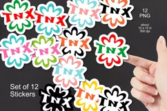 Floral TNX Printable Stickers Set of 12 PNG