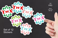 Floral TNX Printable Stickers Set of 12 PNG