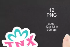 Floral TNX Printable Stickers Set of 12 PNG