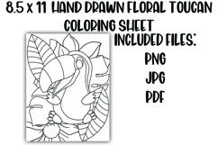 Floral Toucan Kids Coloring Sheet Product Image 1