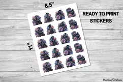 Train Stickers, Floral Travel Print and Cut, Clipart PNG Product Image 2