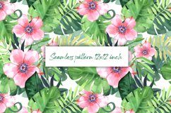 Seamless tropical pattern with pink flowers Product Image 1