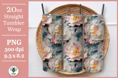 Pretty pink peony design being shown on a 20oz tumbler