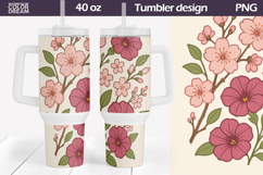 Cherry Blossom Tumbler Wrap 40 Oz | Spring Floral Tumbler Product Image 1