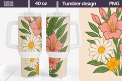 Daisy Tropical Tumbler Wrap 40 Oz| Summer Floral Tumbler Product Image 1