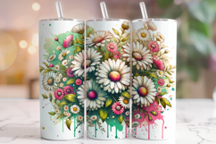 Retro Flowers Tumbler Wrap, Floral Tumbler, Daisy Tumbler Product Image 1
