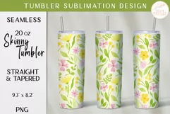Watercolor Floral Tumbler Sublimation. Summer Tumbler Wrap Product Image 1