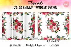 Floral Tumbler Watercolor Rose Sublimation Wrap 20 Oz Png