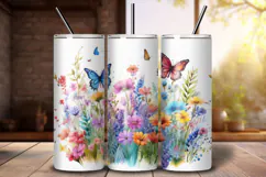 Wildflower 20oz Tumbler Wrap PNG , Floral Sublimation Design Product Image 1