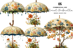 Floral Umbrella Clipart Sublimation Product Image 1