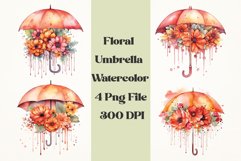 Floral Umbrella Watercolor Sublimation Png Bundle Product Image 1