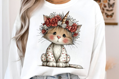Floral Unicorn Kitty Dream Clipart Product Image 2
