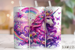 Rainbow Unicorn Tumbler Wrap, Kids Tumbler, Unicorn Tumbler Product Image 1